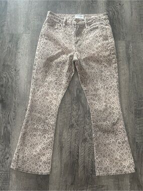 FRAME Snake Print Flare Jeans - Taupe